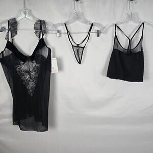 Elegant Memories Lingerie Women's 3X Black Mesh Babydoll & G-String NWT + bonus